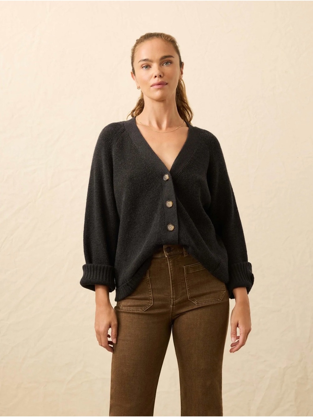 Women's Faherty V-Neck Button Cardigan Sweater